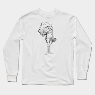 Curly Haired Girl Smelling Daisies Long Sleeve T-Shirt